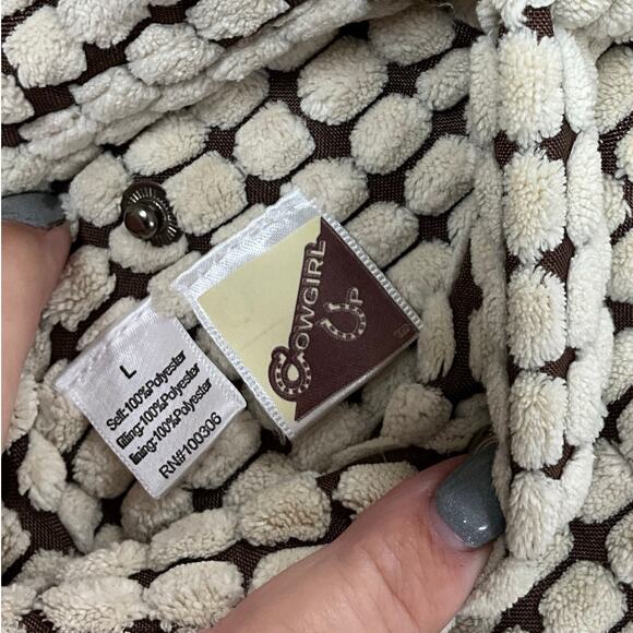 Cowgirl Up Reversible Women's  Size L Vest Full Zip Pockets Ivory and Brown - Picture 5 of 10